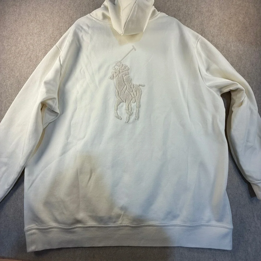 Polo Ralph Lauren Mens 3XLT Cream Boucle Logo Hoodie Sweatshirt Big & Tall